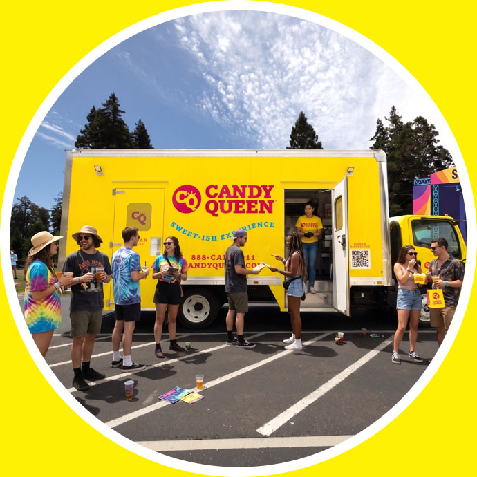 Candy Queen mobile candy truck at community festivals and neighborhood block parties