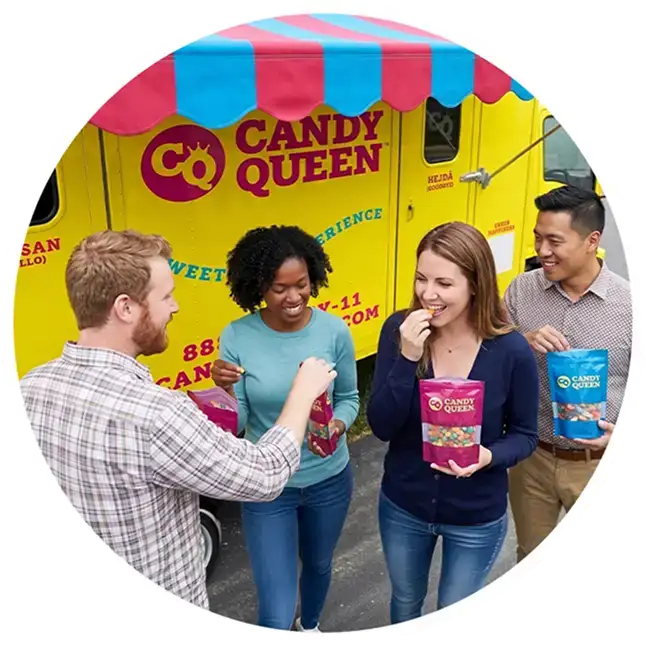 Pink Candy Queen mobile food truck serving authentic Swedish candy